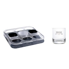 Support Tray - Serving Glasses and 3 sets of Appetizers and 6 Party Glasses Non-slip Acrylic Marine Business 34?34cm