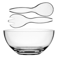 Round Salad Bowl + Bahamas Flatware – Clear