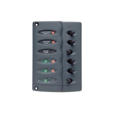 DC Contour Waterproof Switch Panel 6x On/Off with Fuse Holders – White