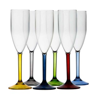 Champagne flute Party coloured based 6pc