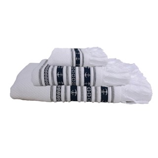 Towel Set Anchors Santorini , White (Set of 3 pcs)