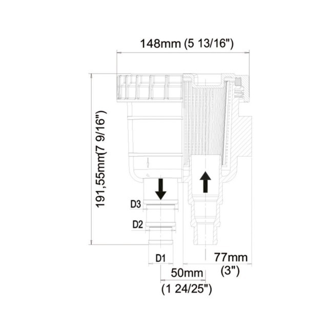 Bilge pump filter suggested pipe 13 mm