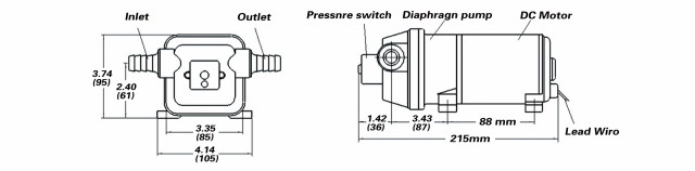 Europump Πρεσοστατική Αντλία Νερού με 4 βαλβίδες 12,5 l/m, 3.3 gallon/min 12 V