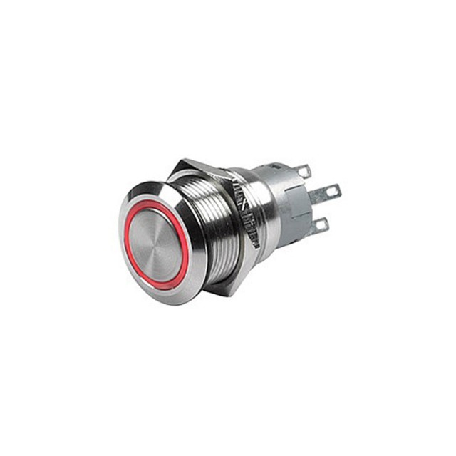 Πιεζόμενο Κουμπί On-Off 24 V με LED Δαχτυλίδι – Κόκκινο