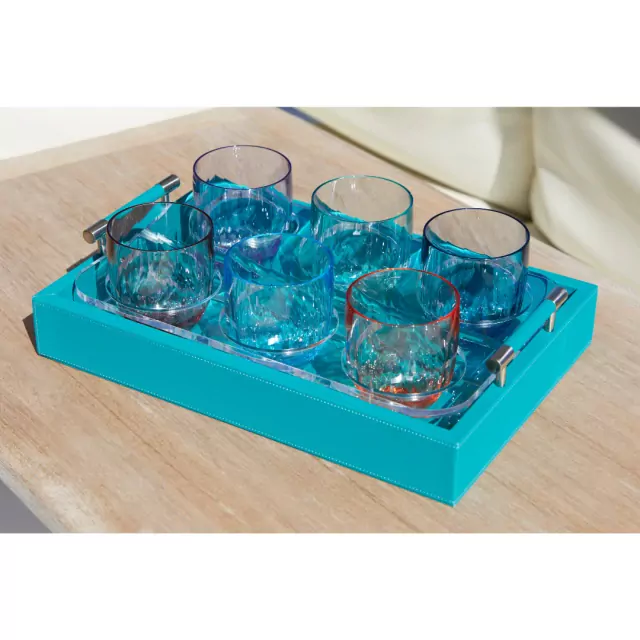 Cup Holder 29x19x4 cm Tray Waves - Turquoise M
