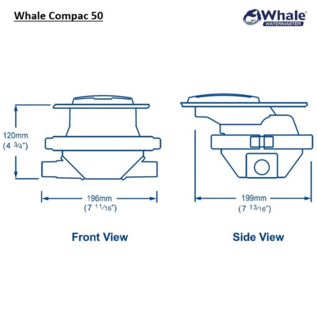 Whale Compac 50 Low Profile Bilge Pump fro Thru Deck mounting, max 40 LPM, 25mm