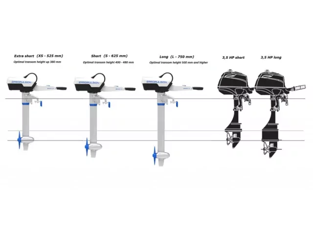 Electric Hybrid Outboard SPIRIT 1.0 EVO, Longshaft, 1KW-3hp with tiller