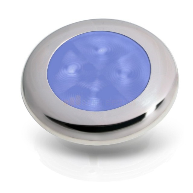 LED COURTESY LAMP 12V BLUE  (P0LISHED SS RIM)
