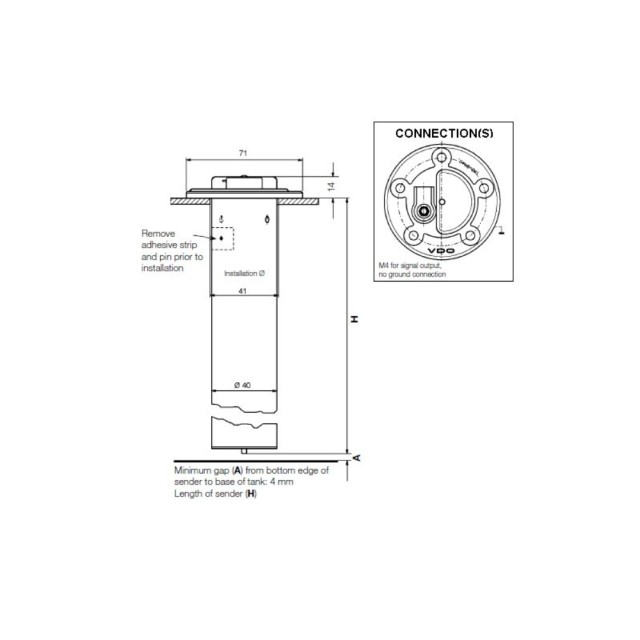 Σωληνωτός Μετρητής Στάθμης Καυσίμων D54mm L433.5mm