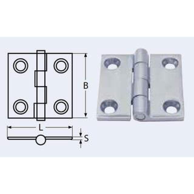 Butt hinge 38x38mm