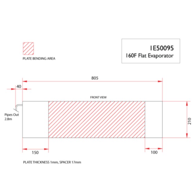 Evaporator 160F flat pre-charged with r134a, (Max cooling units: 180)