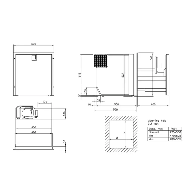 Ψυγείο ISOTHERM DR65 SS CT 65 l  470x526x525