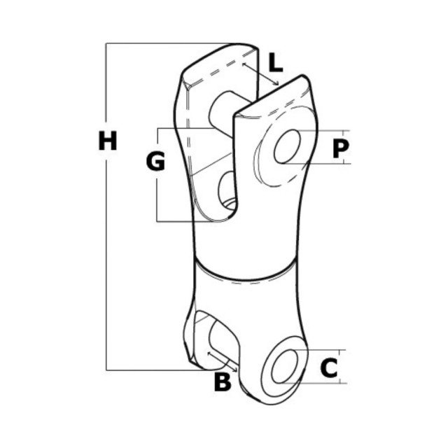 Swivelling connection AISI 316 10-12 mm