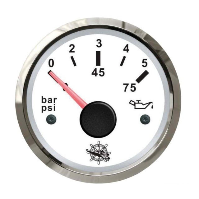 Oil pressure indicator 0/5 bar White/Glossy