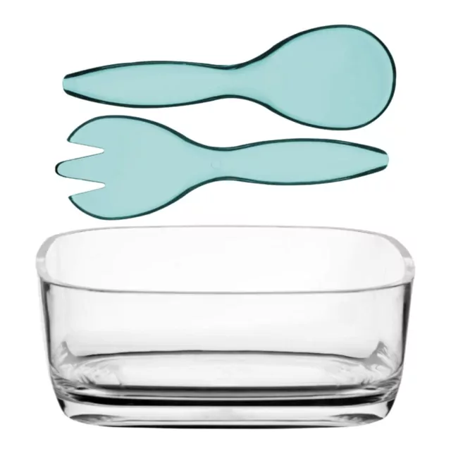 Square Salad Bowl + Happy Cutlery – Turquoise