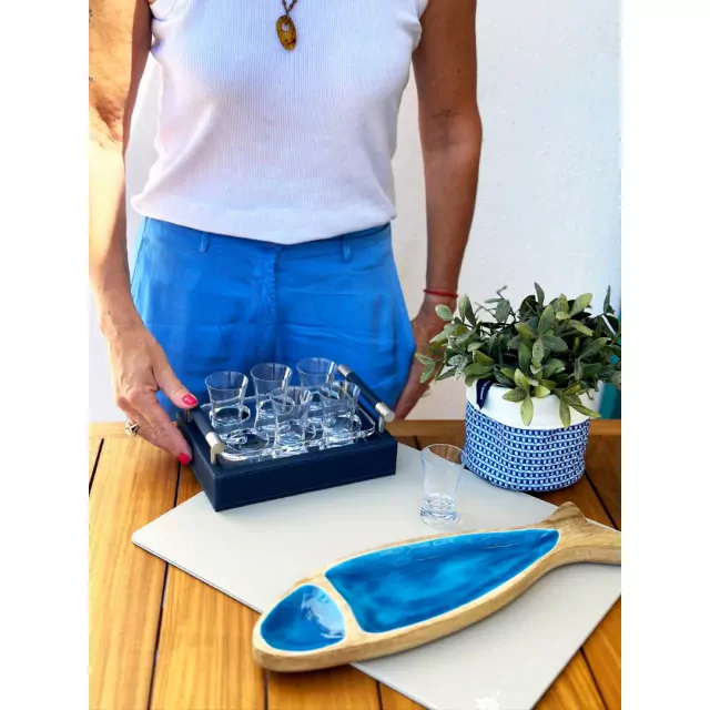 Shot Glass Holder Tray Waves – Turquoise