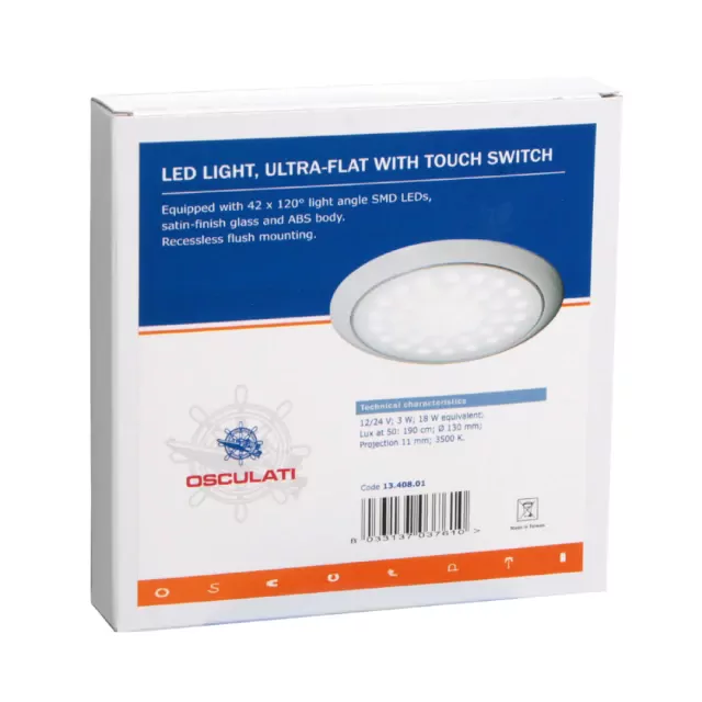 Ultra-flat LED light white ring nut 12/24 V 3 W