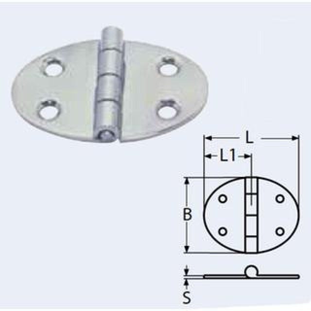 Oval stailess Hinge 51x35x2mm