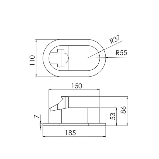 Oval shower box 150x75 mm