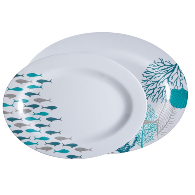 Serving Plate Oval Melamine Dish Coastal (Set of 2pcs)