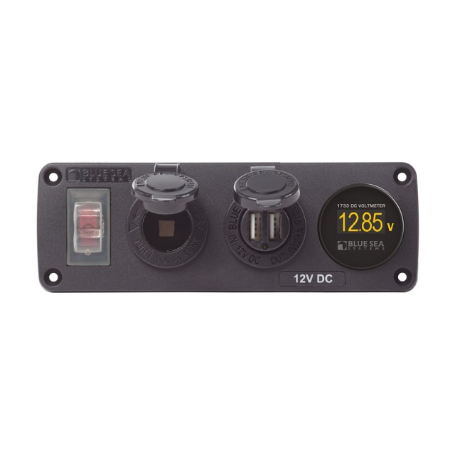 Water-Resistant Accessory Panel – Circuit Breaker, USB Sockets & Voltmeter
