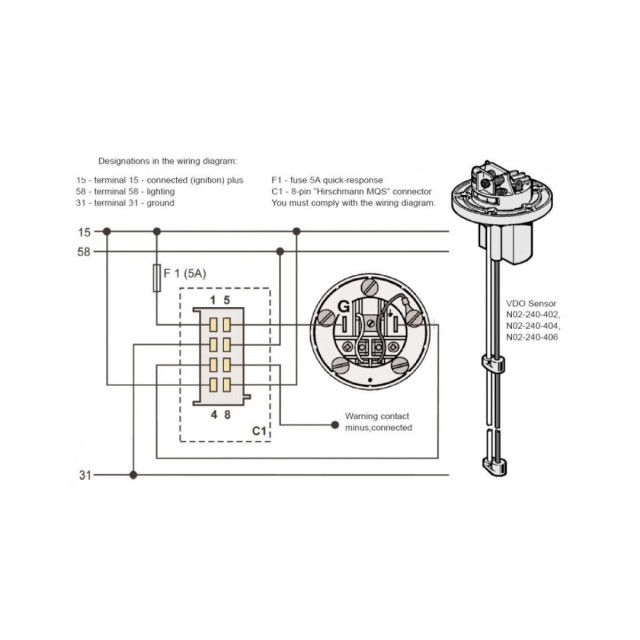 FRESH WATER SENSOR 600-1200MM CAPACITIVE 12/24V