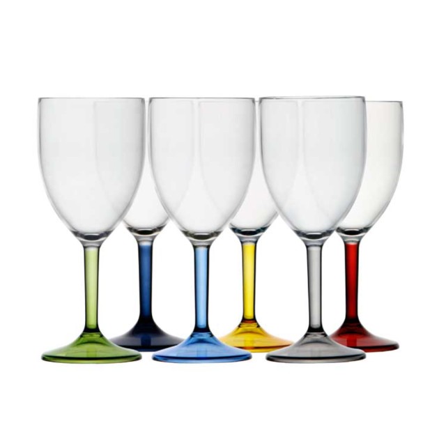 Wine glass Party coloured base, 6pc