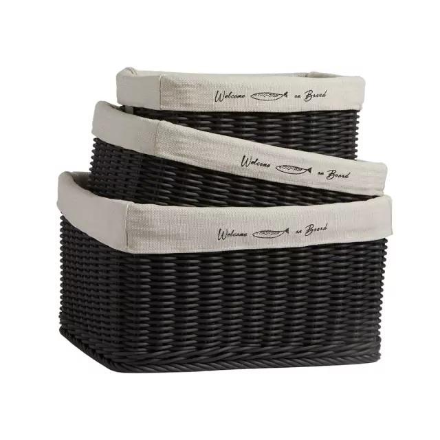 Set Of 3 Hawaii Baskets – Black, Set 3 Pc