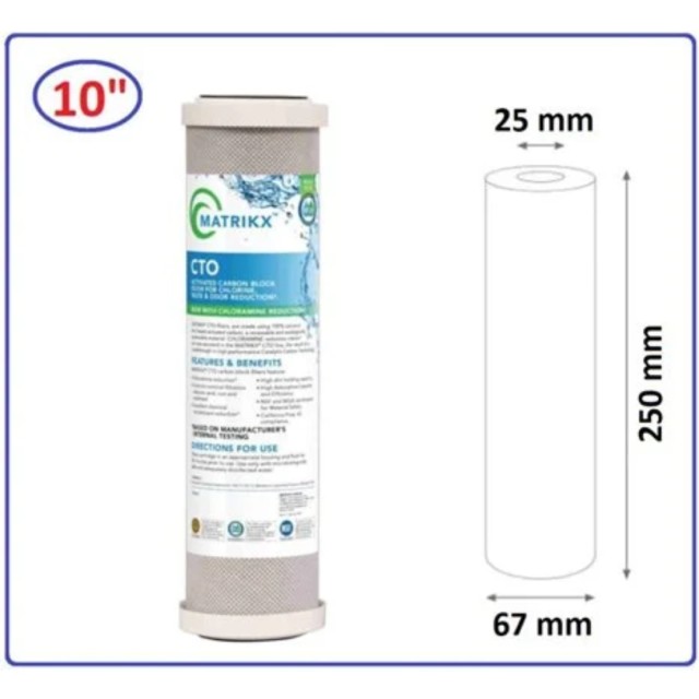 Φίλτρο Νερού MATRIKX CTO Ενεργού Άνθρακα 10 x 2.5 5μm