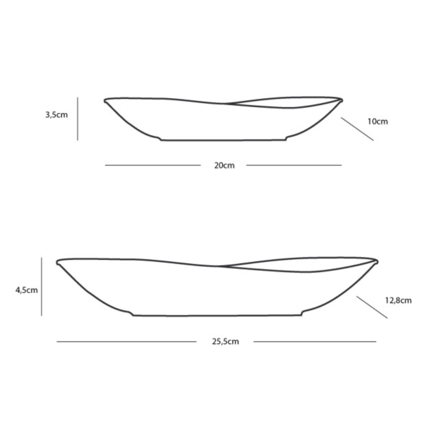 Northwind Set Snacks Oval Melamine (Set 4 pcs) 4.5x25.5x12.8cm