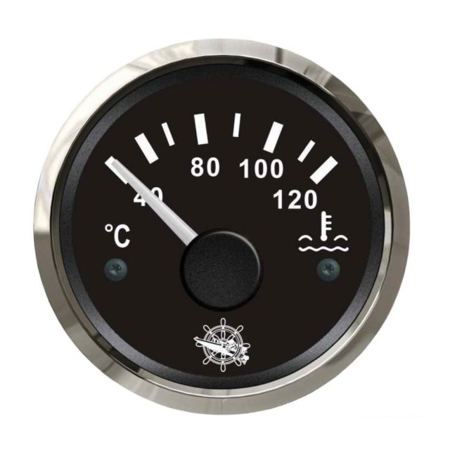 Water temperature gauge 40/120° Black/Glossy
