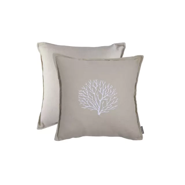 Embroidered Cushion + Filling Aruba – Sand, Set 2 Pc