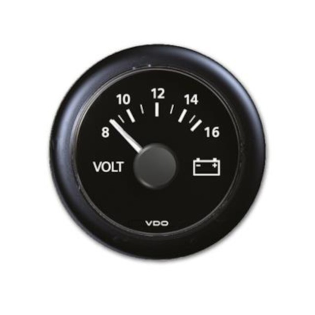 Veratron ViewLine Voltmeter 8-16V Black 52 mm